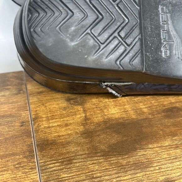 Dansko Womens Black Blue Leather Slipon mules Chunky Heel Clogs size 39 EU US - Picture 13 of 14